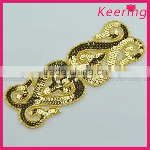 Sew on Dress Fashion Gold Sequin Appliques Wholesale WRAB-002 thumbnail-1
