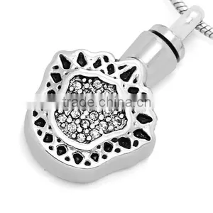Custom Engravable Vintage Stylish Metal Boxes Pawprint Black Enamel 316l Pendant Ancient Funeral Bottle for Women and Men thumbnail-1