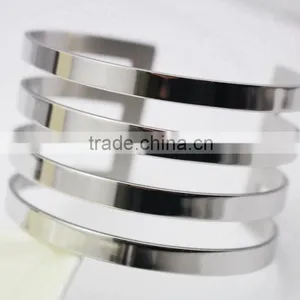 Fashion Hollow Out Stainless Steel Opening Cuff Bangle Bracelet thumbnail-1