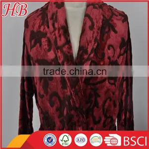 Bottom Print Cut Flannel Fleece Bathrobe thumbnail-3