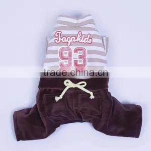 Brown Stripes Cotton + Velvet Spring Dog Leisure Sports Clothes With Four-legs thumbnail-4
