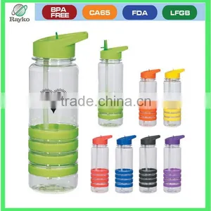 Plastic Fashion Colorful Silicone Water Bottle With Straw With Loop Lid thumbnail-1