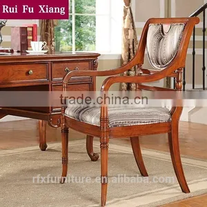 American Country Style Solid Wood Frame Chair With Chenille Fabric Finish for Dining AH-208 thumbnail-1