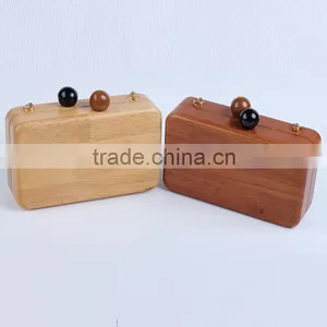 Girls Catwalks Funny Bag Wooden Jewelry Box Evening Bag Bridal Wood Clutch Bag Chain Shoulder Bag Mini Pouch Handbags thumbnail-2