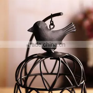 Zakka Birdcage Iron Candle Holder Candlestick Classical White Circular Hollow Candlestick Home Crafts thumbnail-1