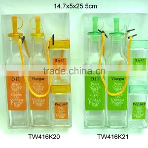 4pcs Glass Oil Vinegar Salt and Pepper Set (TW416K20,TW416K21) thumbnail-1