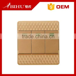 Famous Brand BIHU Golden Color PC Material 3 Gang 2 Way Light Switch for Sale thumbnail-4