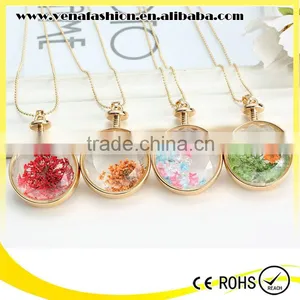 Pink Crystal Handmade Flower Crystal Necklace thumbnail-5