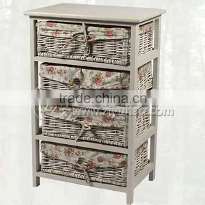 Storage Cabinet With Natural Wicker Baskets thumbnail-1