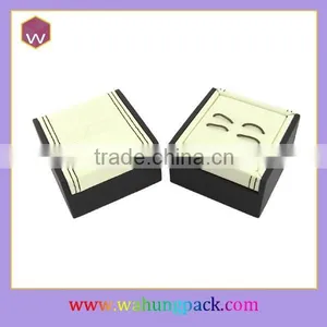 Custom Cufflink Box Luxury Small Wood Leather Cufflink Gift Box Wholesale thumbnail-1