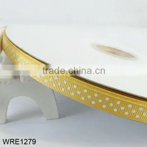 Yellow Ground White Dot Printed Ribbon With High Quality thumbnail-1
