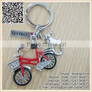 Custom Metal Red Bicycle Keychain Best Quality Promotion Gifts Big Key Ring thumbnail-1