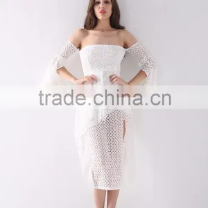 Latest Design Fashion Sexy Spring Off Shoulder White Apparel Dresses thumbnail-2