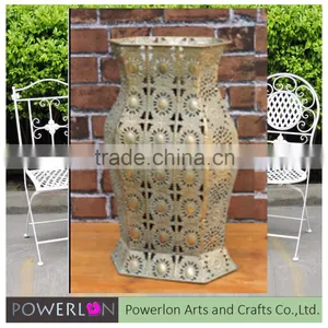 Large Weathered Pale Ocean Wrought Iron Vase thumbnail-1
