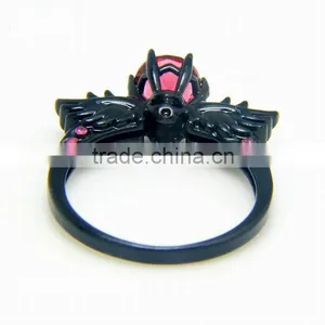 Two Tone Zircon Stone Copper Main Material Gun Black Plated Bat Design Rings For Unisex thumbnail-4
