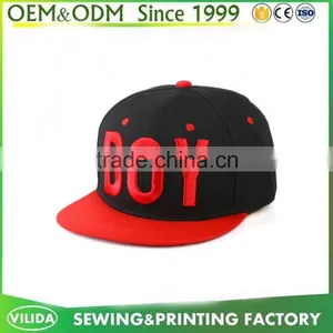 Guangzhou Factory Custom Kids Hip Hop Caps Black and Red Embroidery Kids Caps and Hats thumbnail-1