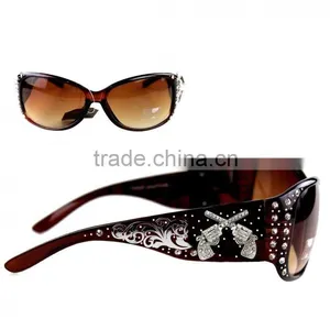 COWGIRL RHINESTONE DOUBLE PISTOL WESTERN SUNGLASSES thumbnail-2