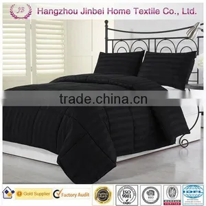 Black Quilt With 3cm Stripe Down Alternative Quilt/Microfiber Filling Duvet/Polyester Comforter Cover Set thumbnail-1