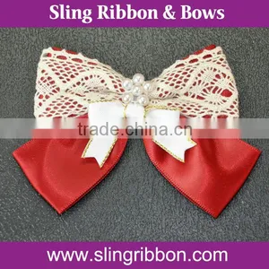 Pearl Red Cotton Satin Ribbon Bow Tie thumbnail-1
