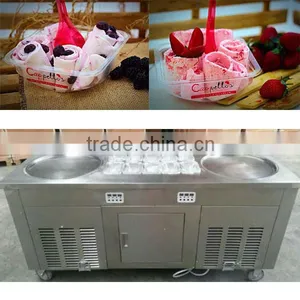 2016 New Style -35 C Degree Fried Ice Cream Rolls Machine Double Pans With 10 Topping Pans thumbnail-1