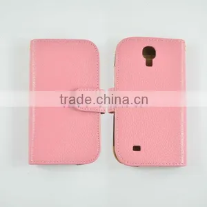 Fashion Real Leather Wallet Phone Case for Samsung I9500 With Card Slot and Strap Hot Selling thumbnail-1