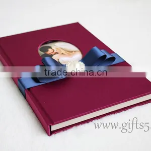 Excellent Silk Covor Wedding Guest Book With Photo Frame thumbnail-2