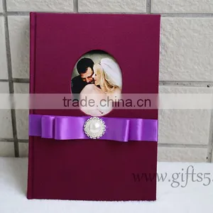 Excellent Silk Covor Wedding Guest Book With Photo Frame thumbnail-3