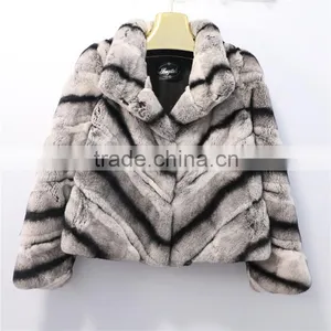 New Fashion Winter Chinchilla Color Sexy Rex Rabbit Fur Coat for Girls thumbnail-5