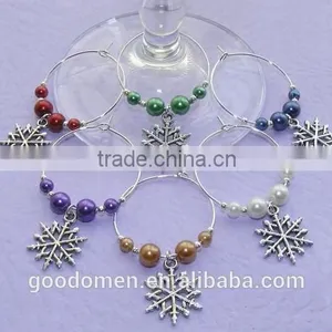 New Design Snowflake Wedding Christmas Glass Wine Charm thumbnail-1