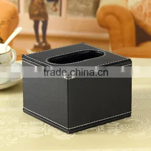 Wholesale Tissue Boxes, Luxury Leather Tissue Box, Black Storage Box thumbnail-4