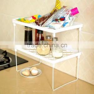 Folding & Stacking Shelf Kitchen Bathroom Cupboard Organiser Rack -Jar, Satchet thumbnail-1
