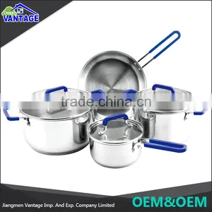 Eco-Friendly Cooking Pots and Pans Sets 7pcs Sandwich Bottom Stainless Steel Cookware thumbnail-1