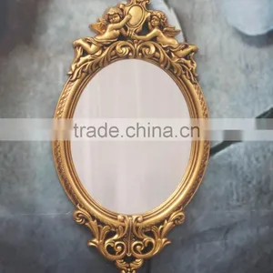 Home Decoration Exquisite Angel Carving Oval Wall Mirror thumbnail-1