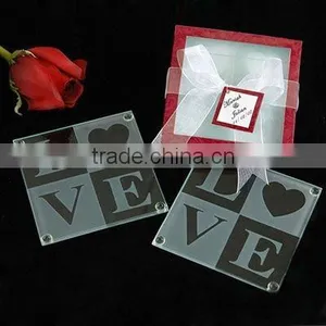 Love Engraved Glass Coasters for Wedding Gift Favor thumbnail-1