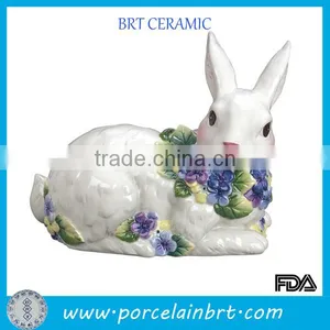 Hot Sale Flower Rabbit Figurine Decoration Wedding Accessory thumbnail-1