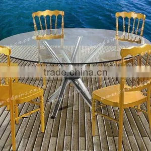 Wedding Fruniture Steel Base Folding Glass Wedding Table and Chairs thumbnail-1