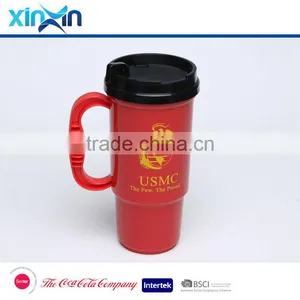 Duble Wall Travel Mug/w Handle Coffee Mug Cup With Lid thumbnail-1