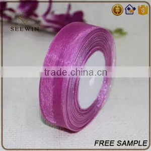 High Quality Beautiful Transparent Fitted Size and Pattern Silk Packing Decorative Organza Fabric Ribbon thumbnail-4