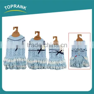 Fashion Style Knitted Sweater Blue Lace Dress Lovable Female Pet Accessories Dog Clothes thumbnail-4