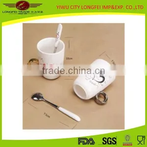 Wholesale Ceramic Plain Travel Coffee Mugs With Spoon thumbnail-1