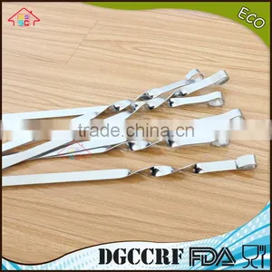 NBRSC New 10 Pcs Stainless Steel BBQ Barbecue Cooking Kebab Flat Skewers Needle Forks thumbnail-2