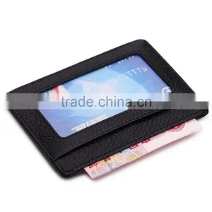 OEM Design Genuine Leather Exhibition ID Card Bifold Holder thumbnail-1