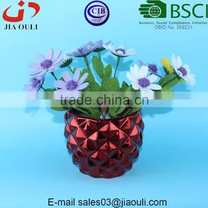 New Home and Garden Decorations Pineapple Shape Plating Red Ceramic Plant Pots thumbnail-1
