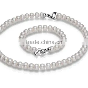 Simple 9-10mm Necklace Bracelet Freshwater Pearl Set thumbnail-2