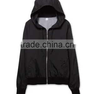 2016 Ladies Cheap Fancy Thin Light Waterproof Shiny Nylon Zipper up Jacket Wholesale thumbnail-2