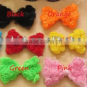 Girls' Chiffon Rose Bow DIY Hair Accessories Headdress Hair Flower Tire Lace Headbands Headdress 10 Colors Rose Flowers Baby Bow thumbnail-1
