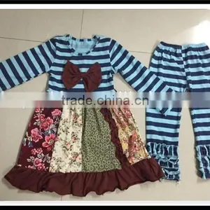2016 Easter Giggle Moon Remake Girls Outfits Spring Summer Sets Persnickety Kids Girl Knot Clothing Set Remake Stripes Boutique thumbnail-4