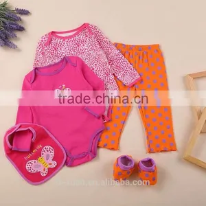 100% Cotton Autumn Europe 5pcs Rompers Suit Baby Clothing Sets thumbnail-3