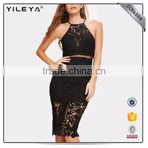 Hot Sale Women Sexy Bandage Lace Dress/2 Pieces Fashion Party Dress Boutique thumbnail-1