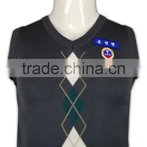 ISO9001/BSCI Manufature V-neck Custom School Argyle Cardigan Sweaters thumbnail-5